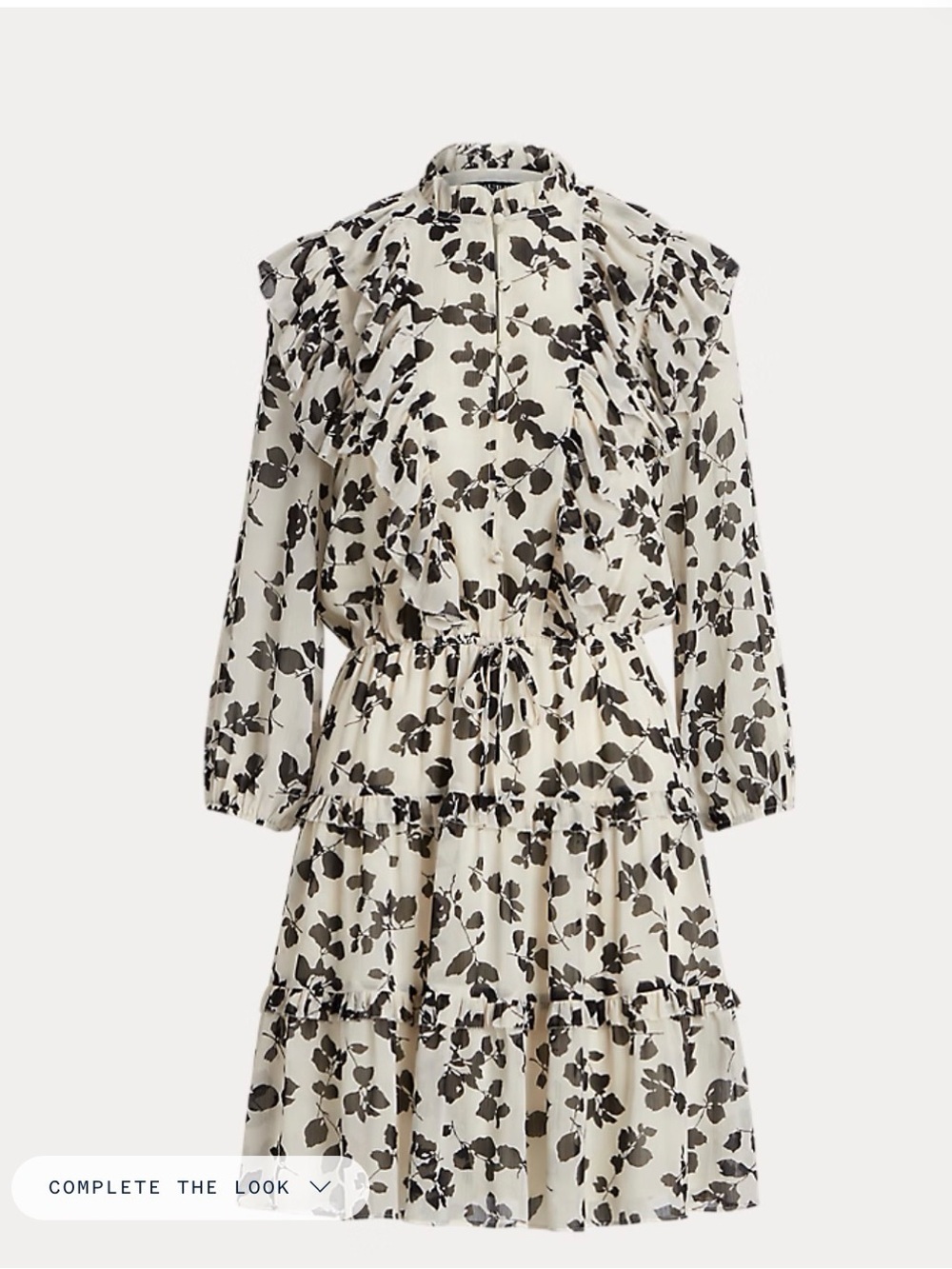 Ralph Lauren Leaf-Print Ruffle-Tiered Georgette Dress
